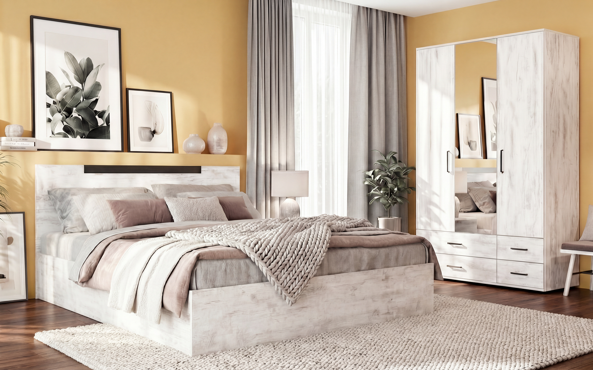 Set dormitor 160/200 Katerina S, stejar antic  1